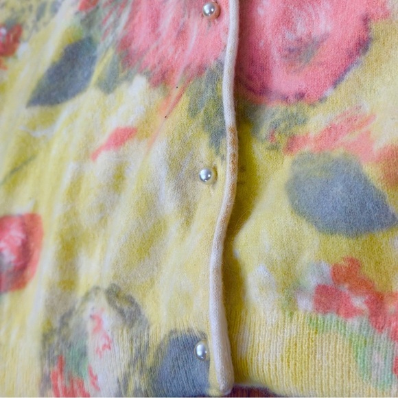 1950s Angelon by Darlene Angora Lambswool Floral Cardigan Sweater VTG Coquette - Picture 8 of 9
